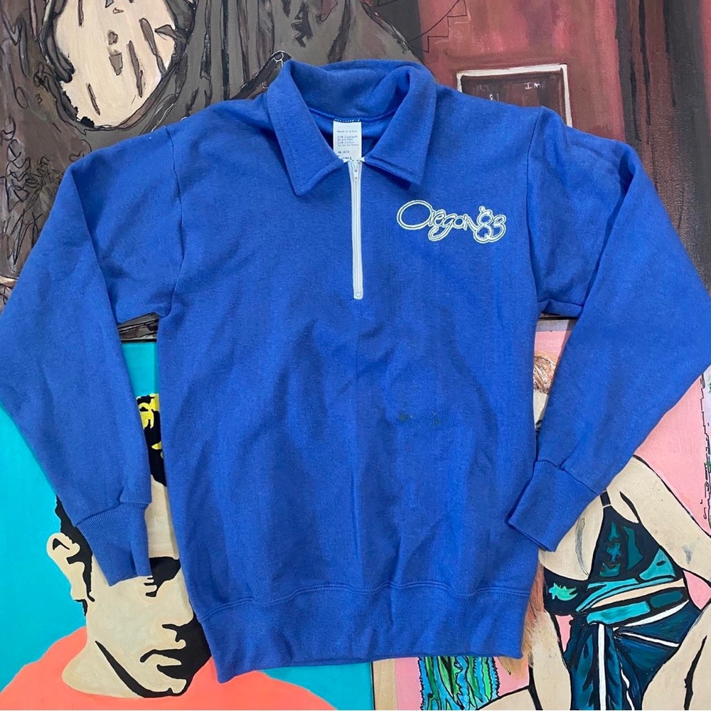 Vintage 80s Oregon ‘83 Quarter Zip Pullover Sweatshirt